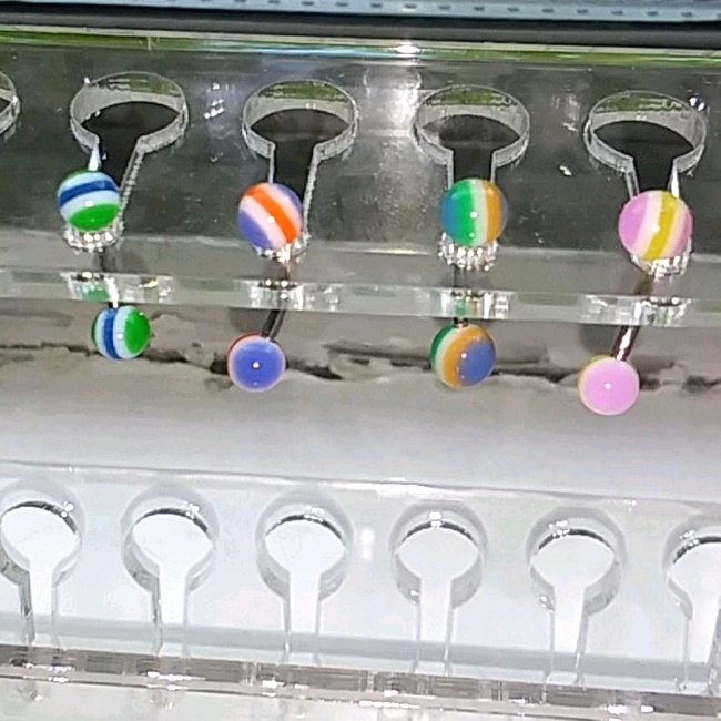 Multicolored Marble Eyebrow Rings